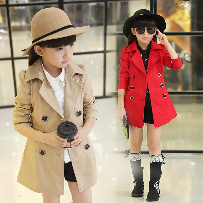 Girls Trench Coats Double Breasted coat Girls Clothing Tops Kids Windbreaker Autumn Outerwear 5-12 kids girls Jackets clothes